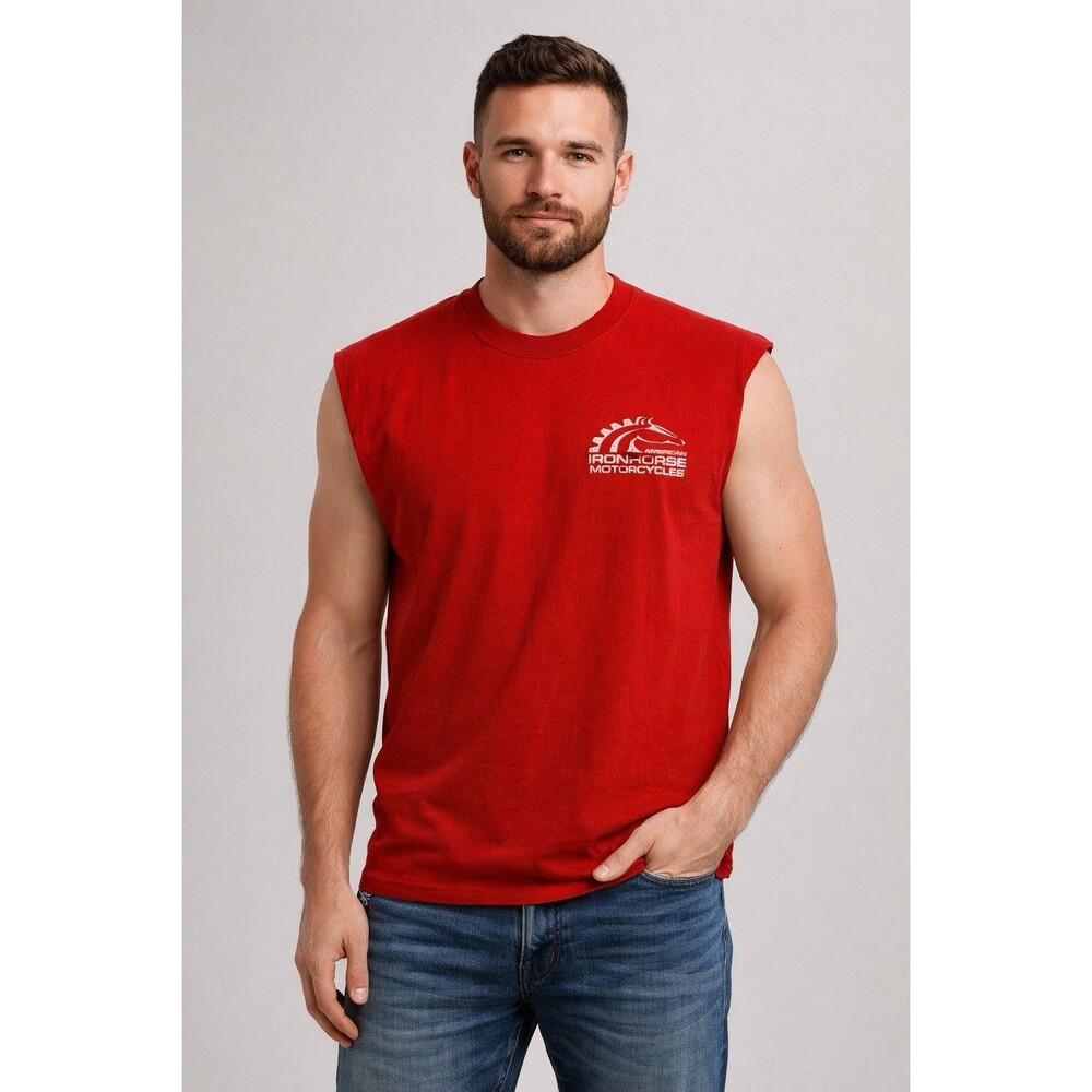 Iron Horse Motorcycles Gunslinger Sleeveless Shirt Mens XL Red Biker Graphic Tee